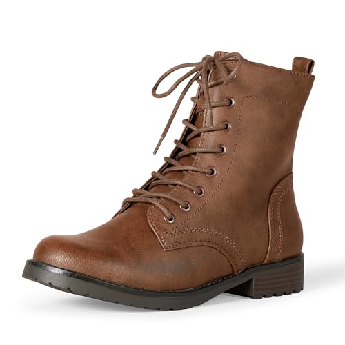 Amazon Essentials Damen Kampfstiefel Mit Schnürung, Cognac, 39 EU