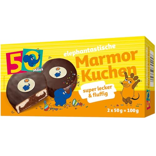 KuchenMeister Mini Marmorkuchen 100g | 2 x 50g Mini Küchlein | Elefantastisch fluffig | 1 x 100g
