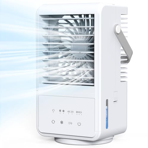 Mobiles Klimaanlage, 1000ML Mobiles Klimagerät Tragbare Luftkühler Klein 4 in 1 Air Cooler Persönlich Ventilator,2/4H Timer, 3 Geschwindigkeiten, 90°Oszillation für Zuhause