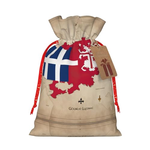 Geschenktüten mit abstrakter georgischer Flagge, Weihnachts-Kordelzug, Jute, Leinen, für Weihnachten, Party, Süßigkeiten-Leckerei