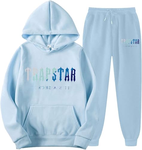 Mfhmom Trapstar Jogginganzug Damen Herren, Trapstar Tracksuit 2 Piece Unisex Trainingsanzug Y2K Hip Hop Streetwear Hoodie und Sporthose Sportanzug Buchstaben Druck Lose Sweatshirt-Anzug