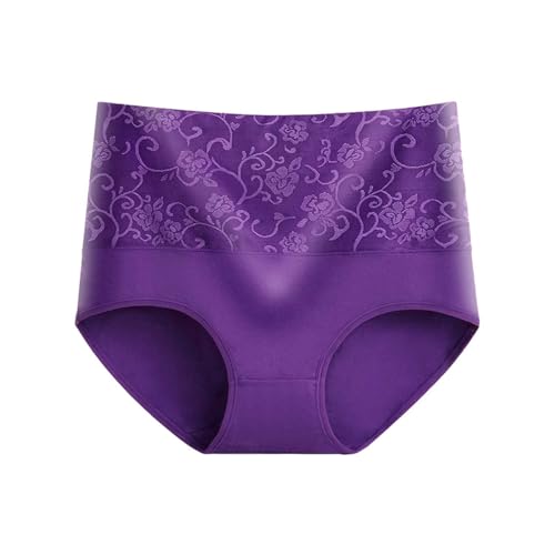 Wäschegummi Unterwäsche Schwarz mit hoher Taille, bequem atmungsaktiv Damen Unterwäsche Durchsichtig (Purple, XXXXL)