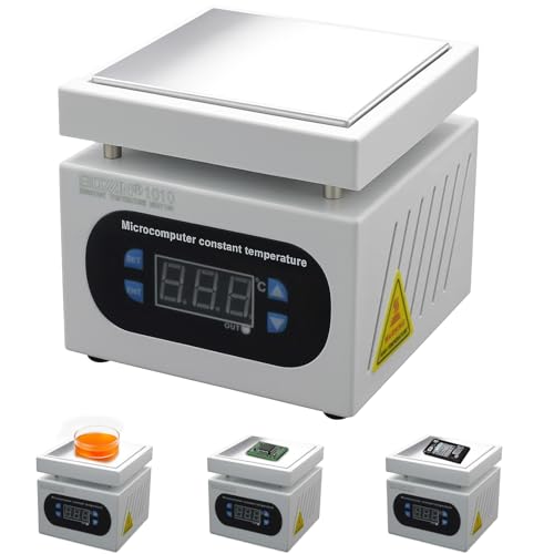 PCB Heizstation Lötstation Heizplatte 500W LED Mikrocomputer Elektrische Vorwärmung 0-400℃ Heizplatte für den Austausch des Telefonbildschirms Chemieexperimente 150X150mm (EU Stecker)
