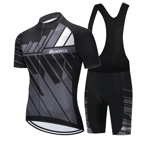 HOMTOL Fahrradtrikot Set Kurzarm rennrad trikot herren kurzarm set MTB Radtrikot Herren set fahrrad Trikots + Radlerhose Kurzarm Trägerhose für Radfahrren outdoor