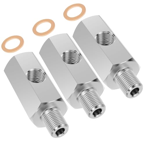 Öldrucksensor Adapter 1/8 3-Wege NPT Öldrucksensor-T-Stück Edelstahl Öldruckschalter Adapter für Motoren Mechanisches