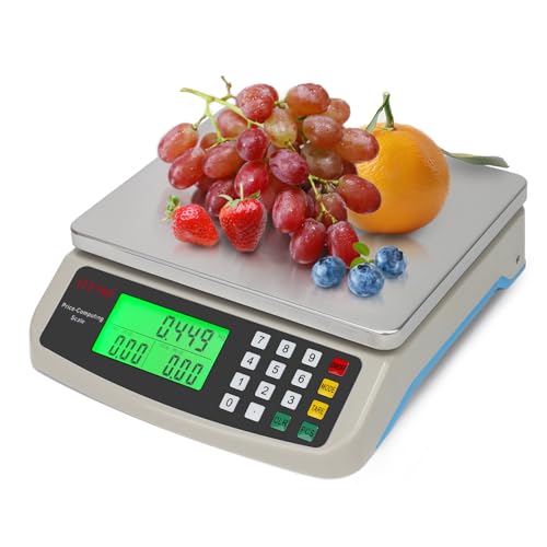 KNSWE Waage Küchenwaage Groß Edelstahl Digitalwaage 40kg zum Gastronomie Messen von Fleisch Wurst so Weiter Obstwaage mit Zähl Tara Funktion Feinwaage 1g LCD Display und 3 Maßeinheit