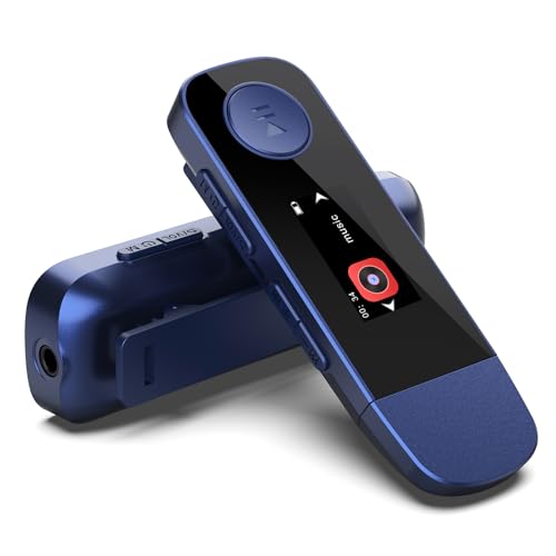 AGPTEK 64GB Tragbare USB MP3 Player mit Bluetooth, Typ-C und USB Musikplayer mit Clip, USB Stick mit UKW-Radio, Aufnahme, unterstützt Mobiltelefon verbinden, Blau