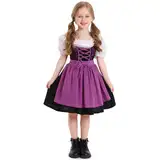 EFOGEP Mädchen Deutsche Dirndl Kleid: Oktoberfest Kostüm für Kinder Traditionelle Bayerische Bier Party Karneval Festival Outfit Halloween Karneval Cosplay Dress Up Kleider Lila 10-12 Jahre