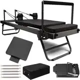 Reformer Pilates Machine Set, Foldable Pilates Reformer Machine für Heimtraining, Pilates -Trainingsausrüstung mit Quadratkasten und Sprungbrett, weitere 5 Edelstahlfedern