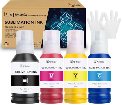 440ML Sublimationstinte Kompatible für Epson ecotank E104 E102 ET-2870 ET-4810 ET-4800 ET-2815 ET-2810 ET-2820 ET-2830 ET-2850 et2856 ecotank Drucker für Heat Transfer T-Shirts Keramik Tumbler(4 Pack)