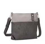 Zwei Damen Umhängetasche JANA J8 Crossbody Bag 3 Liter Bicolor Handtasche im Canvas-Stil, weiches Kunstleder, ideal für den Alltag, inkl. 2 abnehmbare Schultergurte kurz & lang (nubuk-stone)