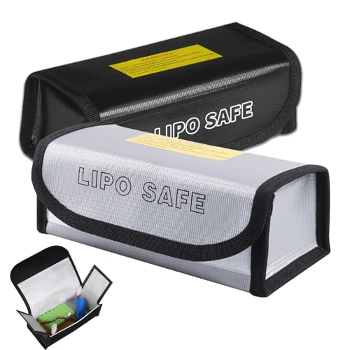 KUBDPQOR Akku Tasche, 2 Stück Lipo Safe Bag, Feuerfeste Box & Explosion Lipo Bag, Feuerfeste Box für Akkus, Zuverlässige Lipo Tasche - Einfach zu Transportieren und Sicher(18.5 * 7.5 * 6cm)