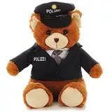 Euro Souvenirs Kuscheltier Bär aus Plüsch | Plüschbär in verschiedenen Motiven | weiches Stofftier | Feuerwehrmann Polizist Arzt (Bär Polizist)