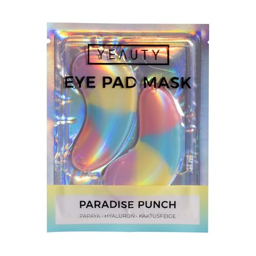 YEAUTY PARADISE PUNCH Tuchmaske – Feuchtigkeitsspendende Augenmaske mit Papaya, Hyaluron & Kaktusfeige – Tropischer Pflege-Boost für strahlende Haut – Vegane Eyepads für alle Hauttypen – 1 Paar
