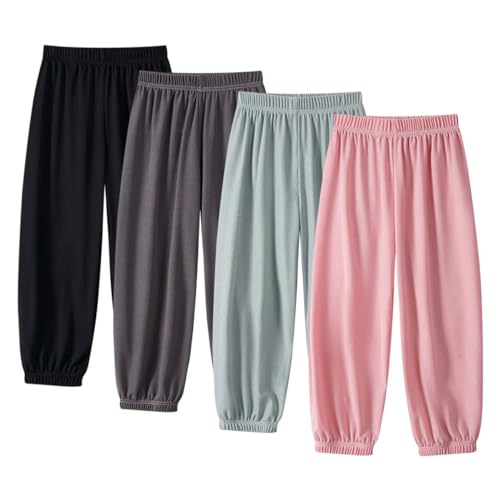 ACMEDE 4er Pack 2-11 Jahre Sommerhose Mädchen Jungen Freizeithose Kinder Lange Hosen Pumphose Haremshose Jogginghose Elastische Lässige Hose Gr. 92/98/104/116/122/128/134/146/158