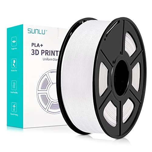 SUNLU PLA Plus 3D Drucker Filament, PLA+ Filament 1.75mm, sauber gewickeltes Filament, robustes 3D Filament, kompatibel mit 3D FDM Druckern, Maßgenauigkeit +/- 0.02 mm, 1kgSpule(2.2Pfund), Weiß