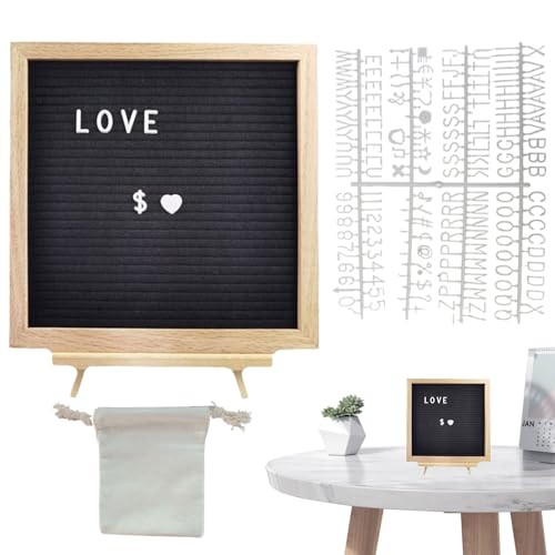 Buchstabentafel | Textil-Anzeigetafel aus Holz | rustikales Wechselschild für Schule, Krankenhaus, Café, Firma, Briefe und Zahlen, klassischer Stil, modern, Raum