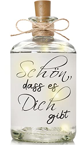 Druckerino LED Flaschenlicht mit Spruch - Schön, dass es Dich gibt - Dekolicht - LED Deko - Geschenke für Frauen - Geschenkidee Frau - Geburtstagsgschenk für Frauen