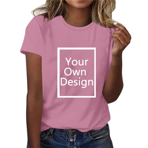 All-Match Tshirt Bedrucken Lassen für Damen - Kurzarm T-Shirt Selbst Gestalten mit Vorne Bedruckt, Personalisiert Exklusive Individualisierung Mit Foto Text Logo - Custom das Einzige Geschenk