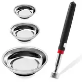 Glarks 4 magnetische Werkzeugschalen mit magnetischem Pickup-Werkzeug-Set, 7.6 cm, 10.2 cm, 15.2 cm, runde Magnetschalen, Werkzeuge, Teile, Bolzen, Metallteile