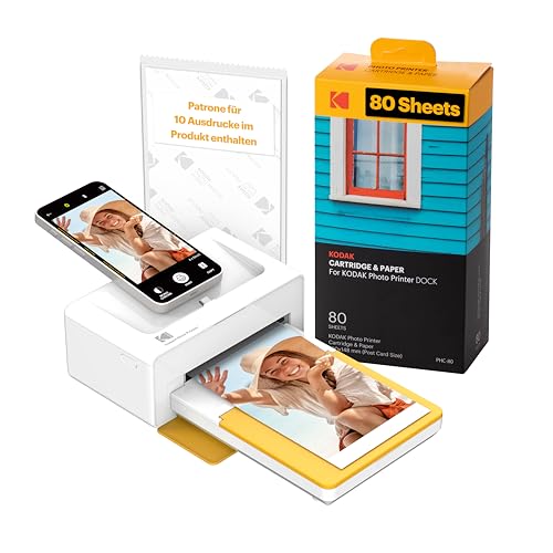 KODAK Dock Plus 4Pass-Fotodrucker (10 x 15 cm) + Paket mit 90 Blatt Fotopapier