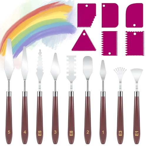 15 Stück Palettenmesser, 9 Stück Edelstahl Palette Messer, 6 Stück Abstreifmesser Malwerkzeug, Spachtel Set, Spachtel Acrylmalerei, zum Ölgemälde, Felsmalerei, Aquarell