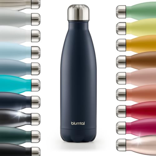 Blumtal® Trinkflasche Edelstahl Charles - Thermosflasche 750 ml - BPA-freie Thermo Trinkflasche kalt&warm - auslaufsichere Trinkflasche Metall 750 ml - Trinkflasche isoliert - Dark Ocean Blue - Blau