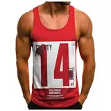 Herren-Oberteil, ärmelloses Tank-Shirt, lässig, schlank, modisch, T-Bluse, mit Buchstaben bedruckte Weste Herren Top Set Mehrfarbig Ärmelloses T-Shirt für Herren T-Shirt Sport Herren (Red, XXL)