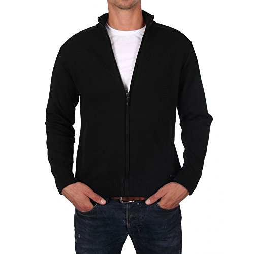 Armor Lux Herren Cardigan Carnac Homme Sweatshirt, Schwarz (010 Schwarz 010 Schwarz), Small