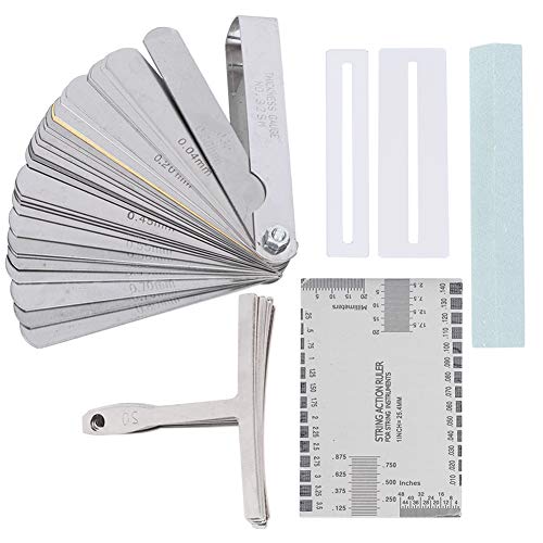 Gitarren Tool Set mit Sander Radius Gauge, String Action Ruler Griffbrettschutz für Gitarren und Bass Setup