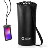 Active Elements Waterproof 20L Drybag: Wasserfester Beutel mit Schultergurt Ideal für SUP, Wandern, Camping, Strand, Angeln, Bootfahren, Rafting, Kajakfahren (Schwarz, 20 Liter)