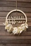 Familienkranz Holzring mit Trockenblumen Trockenblumenkranz personalisiert Holzkranz