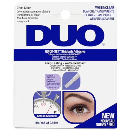 ARDELL DUO Wimpernkleber Transparent mit Schnelltrocken-Formel | Das Original für falsche Wimpern zum Kleben mit extra starkem Halt | Quickset mit Silikon Applikator Clear, wasserfest, 5gr.