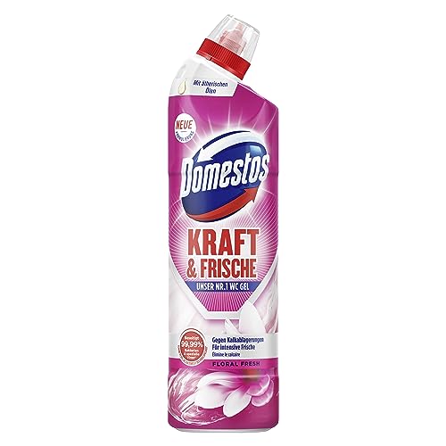 Domestos Kraft & Frische WC Gel Floral Fresh Reinigungsmittel mit frischem Blumen-Duft für hygienische Sauberkeit 750 ml 1 Stück