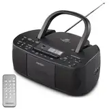 MEDION E65010 Stereoradio (CD-Player, Kassette, USB Anschluss, AUX Audioeingang, MP3-Widergabe. UKW PLL Radio,40 Senderspeicher, Batteriebetrieb, Fernbedienung) schwarz