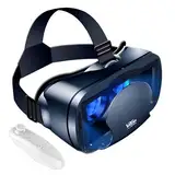 VR Brille für Handy, Virtual Reality 3D Headset, 3D VR Glasses Augenschutz Brille PC Unterhaltung Anti-Blaulicht mit Bluetooth Fernbedienung, kompatibel 5,0-7,0 Zoll für iPhone Samsung Android