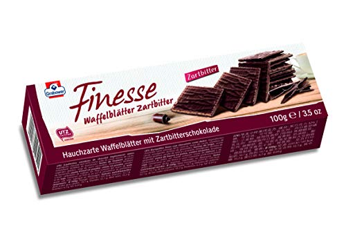 Grabower Finesse Waffelblätter Zartbitter – Knusprige Waffeln mit Schokolade, 100 g