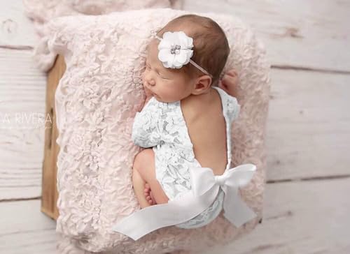 Baby Fotoshooting Kostüme,Neugeborenen Fotografie Requisiten,Baby Backless Spitze Strampler Kleidung Foto Babybekleidung Outfits Bekleidung Set für Baby Foto Fotografie Prop Zubehör,Stil A: Weiß