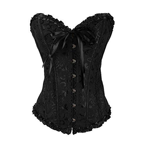 Korsett Damen Schwarz Bauchweg Sexy Corset Festival Vintage Halloween Kostüm Spitze Satin Corsagen Piratenkostüm Mittelalter Gothic Kleidung Damen Vampir Kostüm Prinzessin Kostüm für Enge Kleider