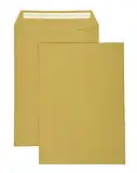 PAKNOR® 50x Braun Versandtaschen DIN C4 229× 324 mm 90g Briefumschläge ohne Fenster gerade Klappe Haftklebung Großbrief a4 Briefkuverts Geschäfts-Umschläge