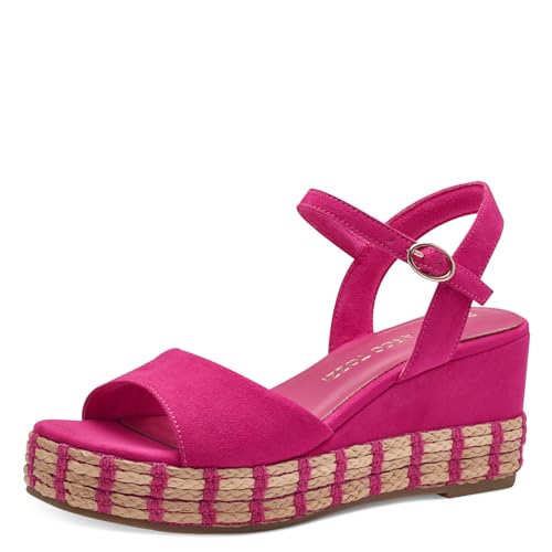 MARCO TOZZI Damen Sandalen mit Keilabsatz mit Verstellbarem Riemen Bequem, Rosa (Pink), 37 EU