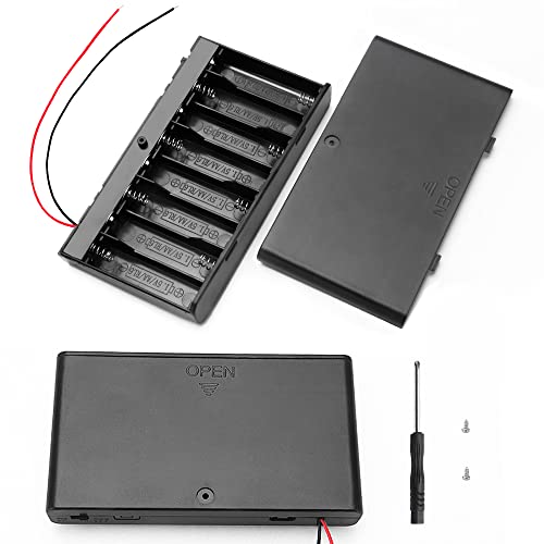 VooGenzek 2 Stück 12V AA Batteriehalter Kunststoffbatterie Aufbewahrungsbox, mit EIN/AUS-Schalter + Kabel