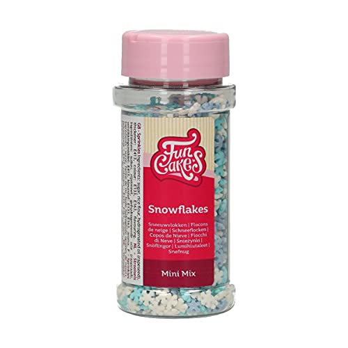 FunCakes Mini Schneeflocken Mix: Kuchenstreusel, guter Geschmack, perfekt zum Dekorieren von Kuchen, Schneeflockenstreusel. 50 g.