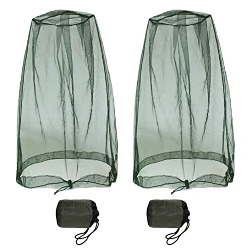 LAANCOO Kopfnetz Mesh Mosquito Face Protection Net Insekt Repellentnetz mit Bag Green 2pcs