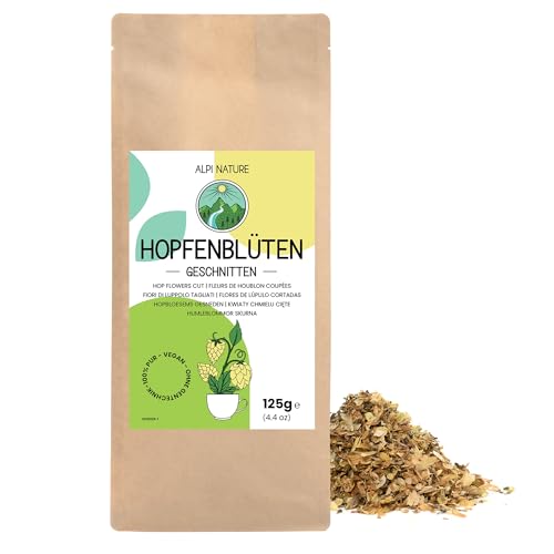 Hopfenblüten geschnitten 125g von Alpi Nature, Hopfenblüte getrocknet, Hopfentee, Hopfenblüten Tee, Kräutertee