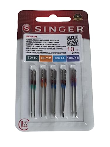 Singer N2020B10AS823R Universalnadel 2020 Mix 10er Nadel, Metall, Silber, 7 x 0,03 x 4 cm