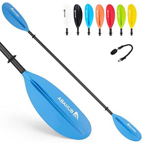 Abahub 2teilig Kajak Paddel Carbon 230cm mit Paddelleine für Kajakfahren Ruderboot Kanusport, Carbonschaft Schwarz/Weiß/Rot/Blau/Grün/Orange/Gelbes Kunststoffblatt