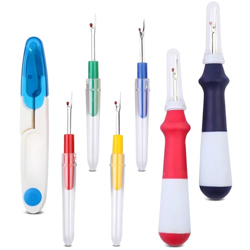 7 Stück Nähzubehör mit Trimmschere, Auftrenner für Nähte Nahtauftrenner Nahttrenner zum Nähen, Groß/Klein Sewing Accessories Seam Ripper Nahttrenner Profi für Hand Nähen Sticken Kreuzstich DIY