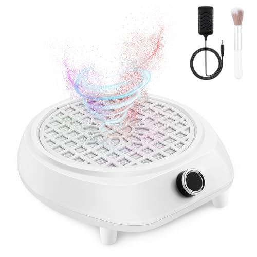 CORESLUX Nagel Staubsauger, 130 W Professioneller Staubabsaugung für Nägel mit Filter, Desktop Nagelstaubsammler, Verstellbare Saugkraft, Absaugung Nägel mit Bürste für Nagelstudio Hause, Weiß