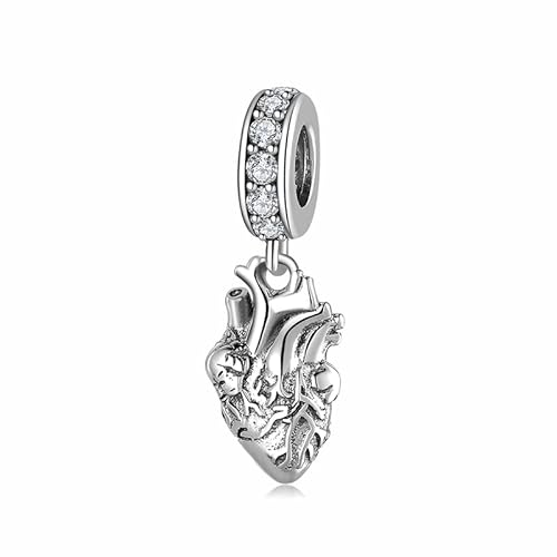 Anatomischer Herz-Anhänger Kardiologe Kardiologie Anatomie aus 925er Silber – Les Folies für Pandora, Sterling-Silber, Zirkonia